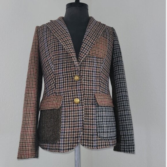 J.Crew Collection Rhodes Wool Patchwork Cocktail Blazer Jacket Wool 8 - Picture 1 of 16